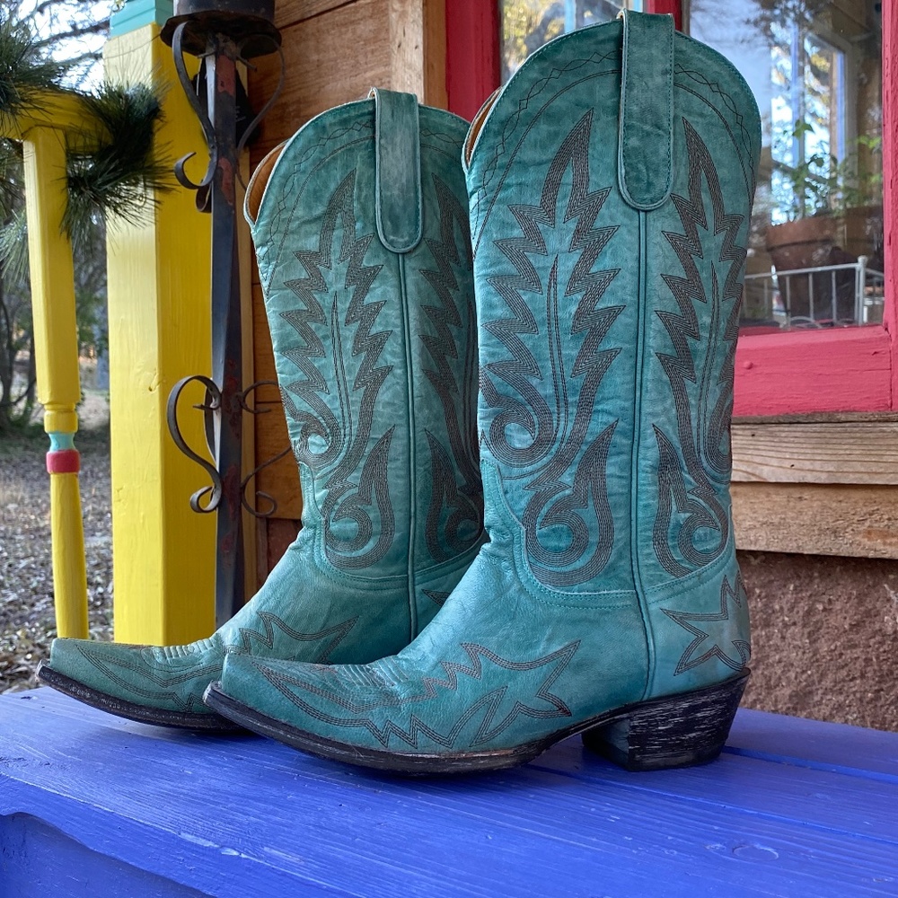Vintage Old Gringo Distressed Turquoise Boots